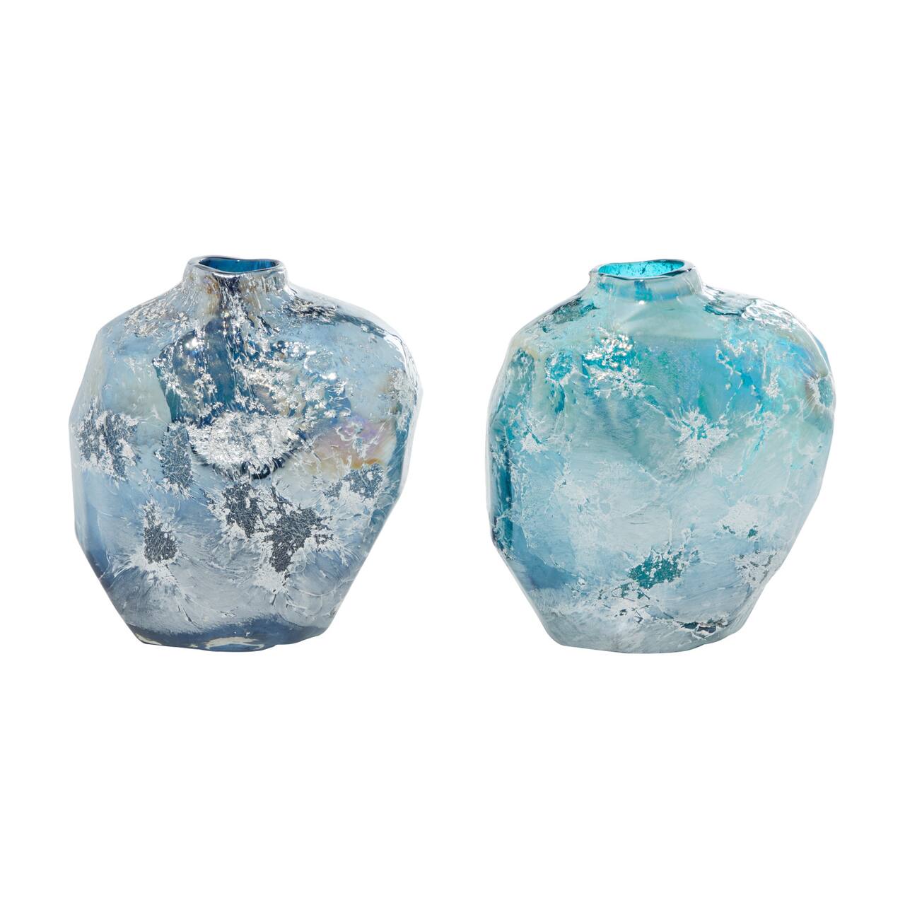 The Novogratz Blue Glass Contemporary Vase Set